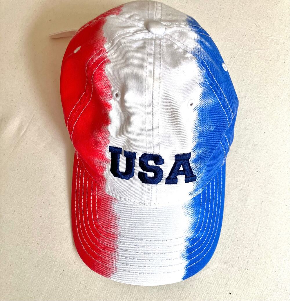 USA Hat Red White Blue Tie Dye Embroidered Patriotic Cap